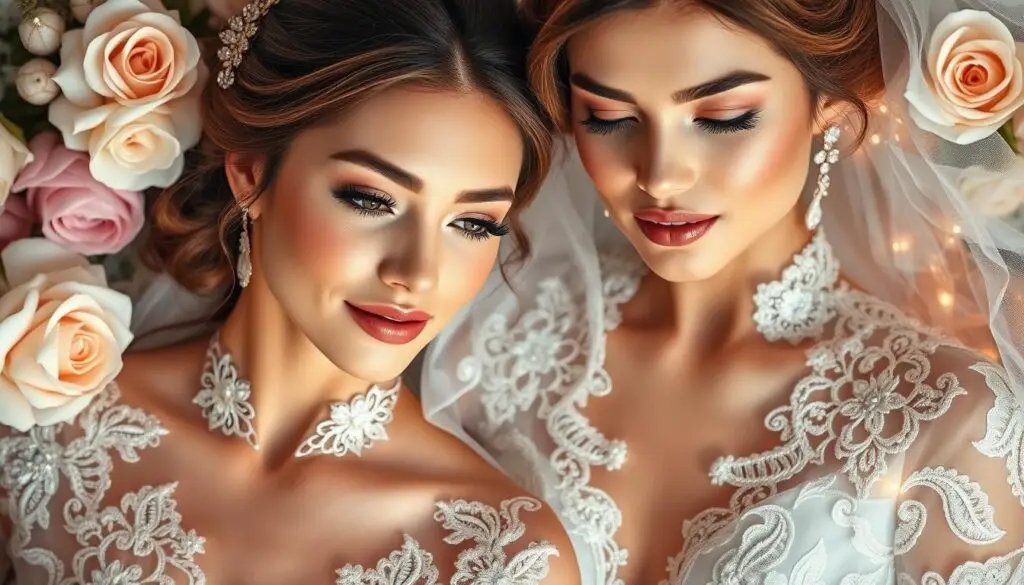 wedding attire and makeup